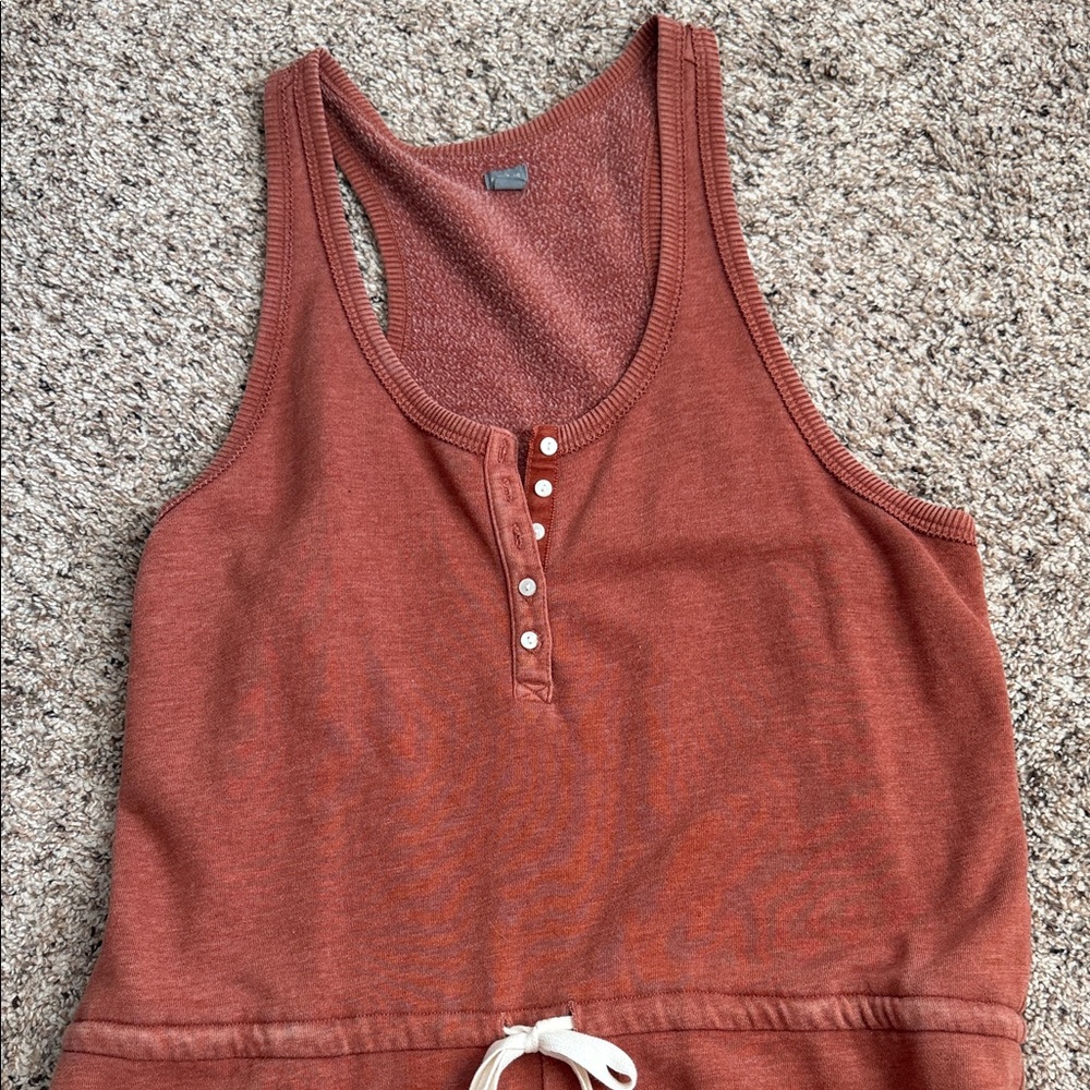 AERIE SLEEVELESS RUST DRAWSTRING ROMPER - Picture 2 of 12